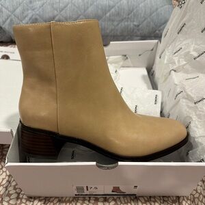 Williams Sonoma Beige Ankle Boots never worn. Still in the box